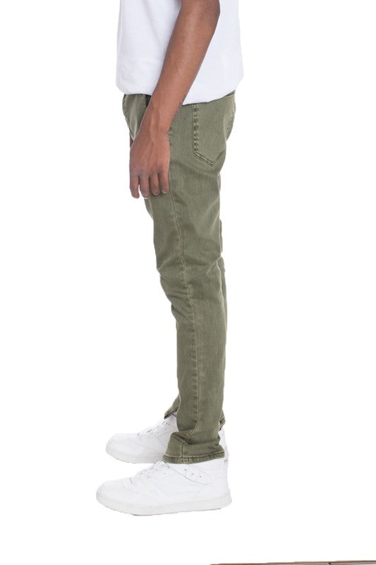 Men's Distressed Denim Checkered Tape Jeans