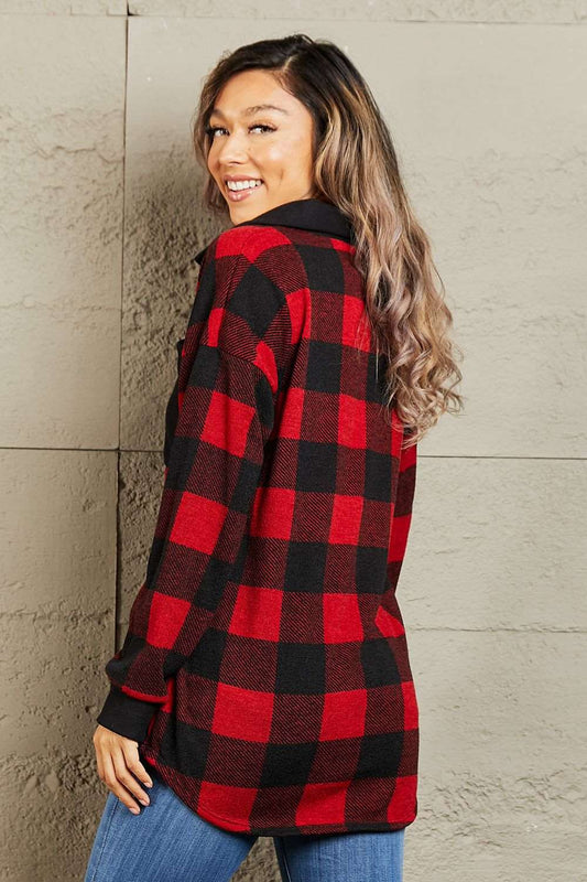 Heimish Make It Last Women's Contrast Plaid Shacket