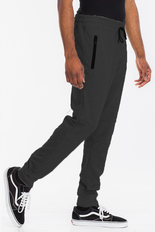 Weiv Men's Solid Heathered Jogger Pants – 10 Colors, S–3XL BLACK