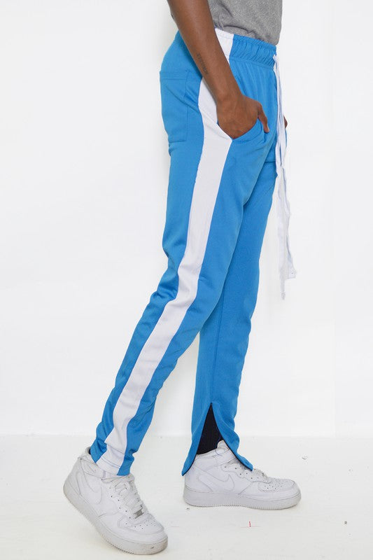 Slim Fit Single Stripe Track Pant – Aqua White, S–3XL Aqua White