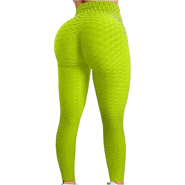Women's Stretch Leggings Yoga Pants Neon Lime ONE