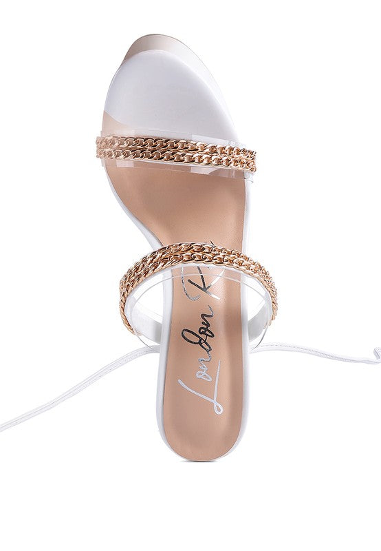 Rag & Co. Indulgence Metal Chain Lace Up Chunky Sandals