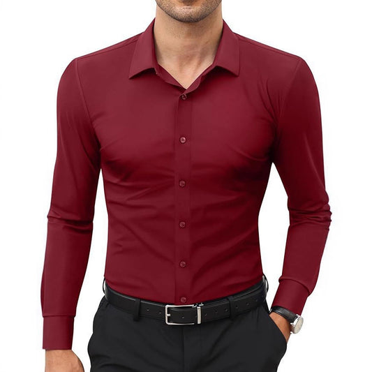 Men’s Slim Fit Long Sleeve Dress Shirt - Solid Color Button Down Work Shirt - Wrinkle-Resistant Business Casual
