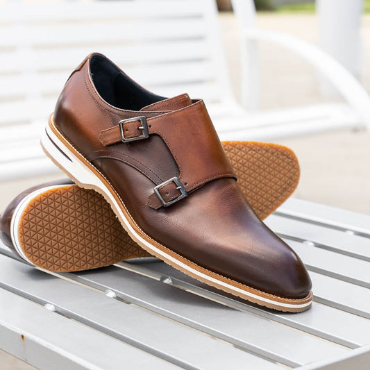 Zelli Italia Legerra Men's Double Monk Strap | Hand-Burnished Italian Calfskin – Brown Brown M