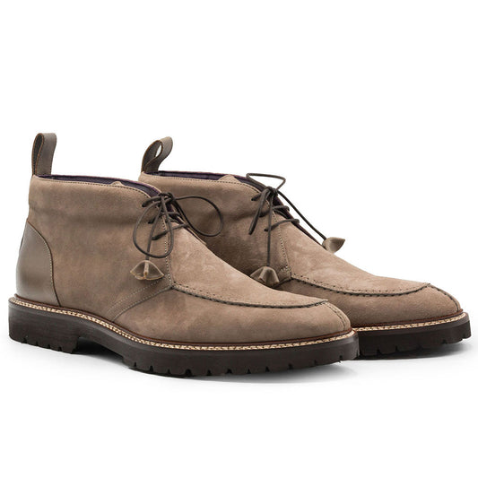 Zelli Italia Campo High Men's Chukka Boot – Italian Sueded Goatskin, Taupe Taupe 8.5 M