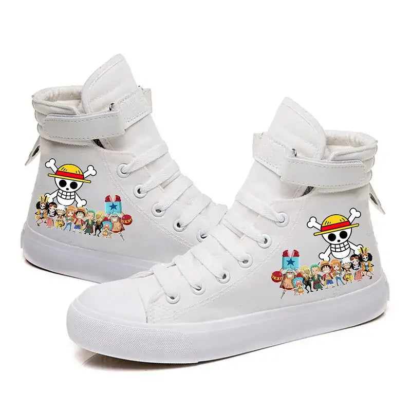 One Piece Luffy High Top Shoes: Autumn Winter Anime Sneakers white 9