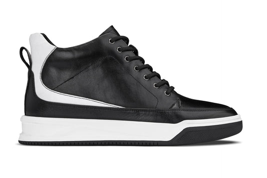 CALTO - Y7150 - 2.6 Inches Taller (Black) - Leather Ankle Top Sneak-Boot