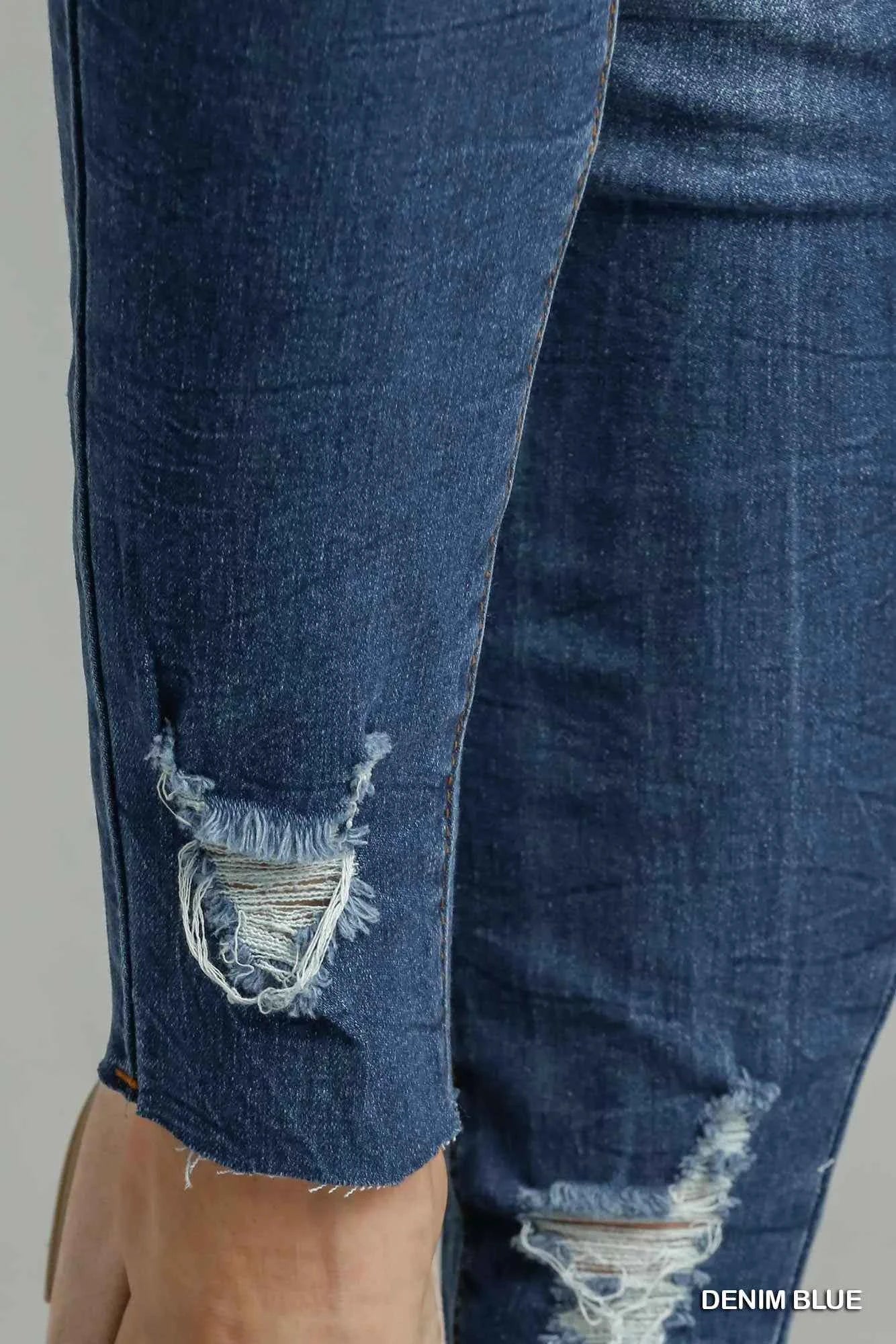 Umgee Distressed Skinny Jeans – High-Rise Stretch Denim with Pockets