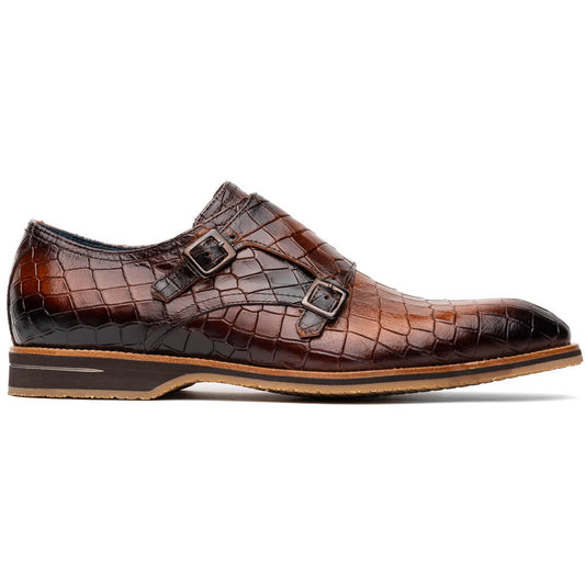 Zelli Italia Legerra Men's Double Monk Strap | Hand-Burnished Italian Calfskin – Cognac