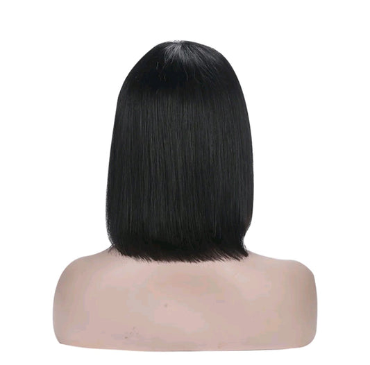 Unprocessed Brazilian Hair Wig – 10 Inch, Natural Black, Adjustable Cap