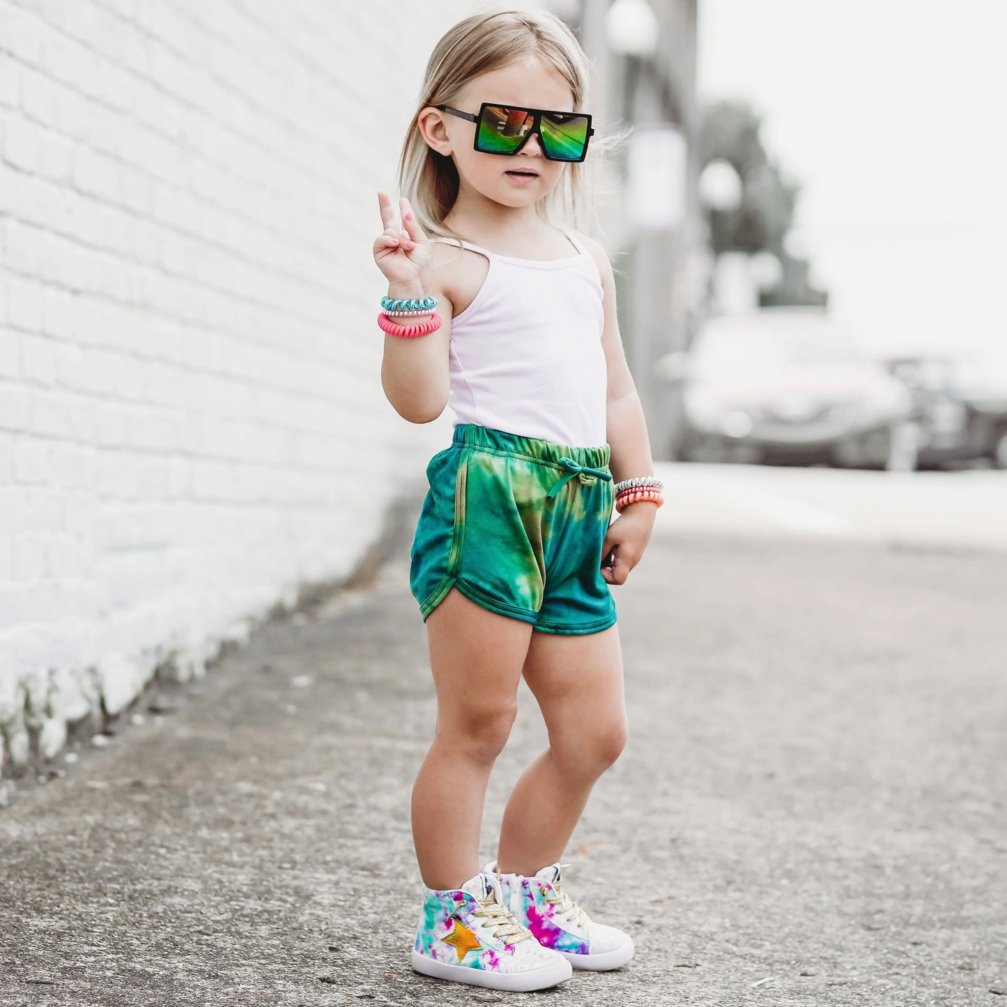 AVERY Kids Sneaker | Tie-Dye Suede & Metallic Star Accent | StylechildbyJL