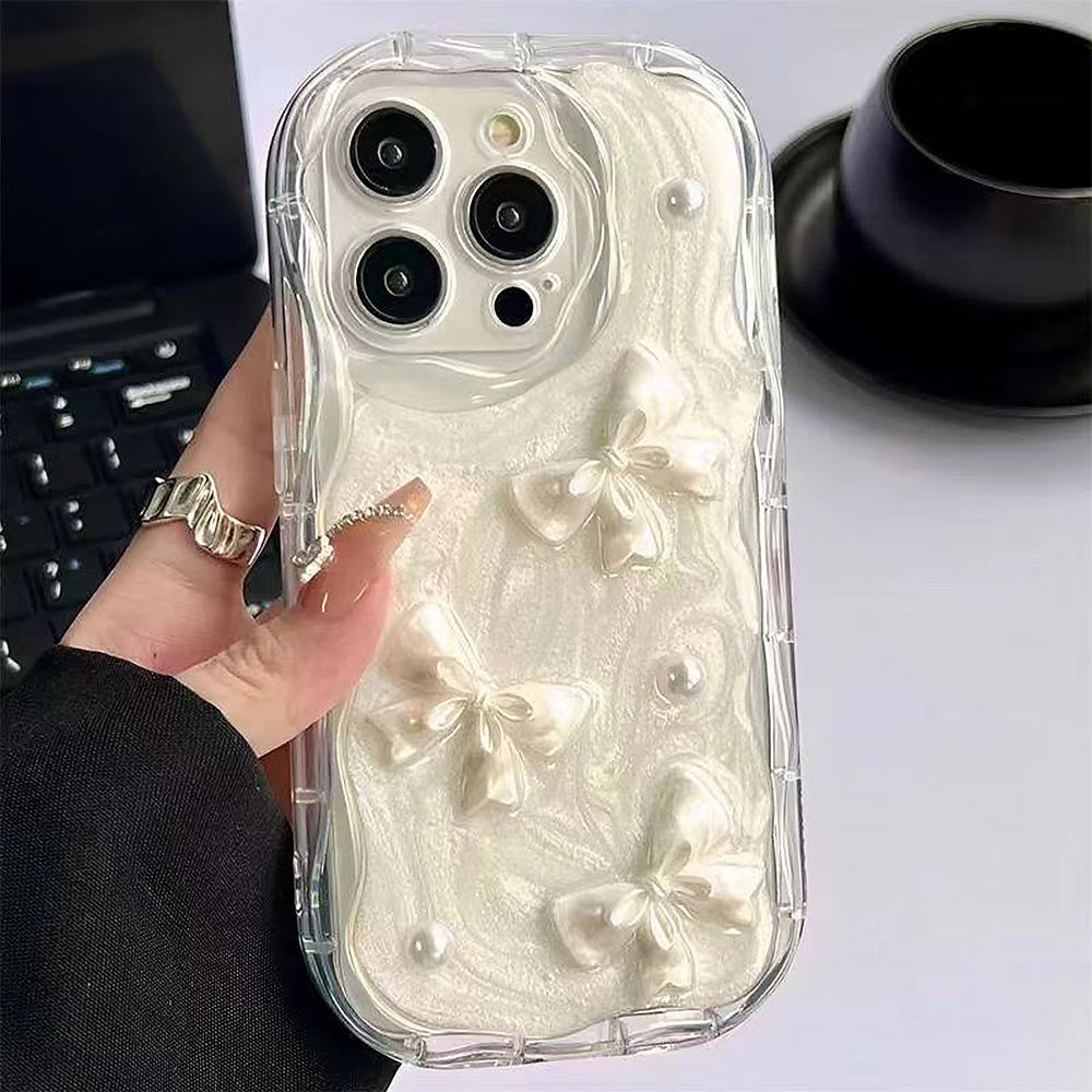 3D Bowknot Pearl Clear iPhone Case | ZAKAPOP