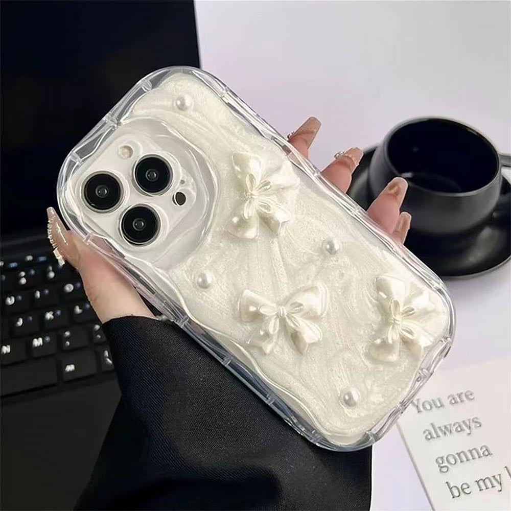 3D Bowknot Pearl Clear iPhone Case | ZAKAPOP
