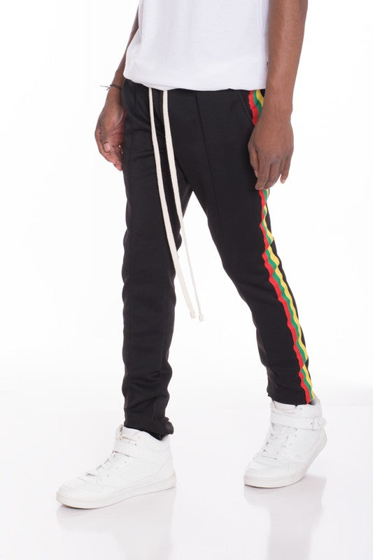 Rasta Taped Track Pants – 3 Colors, S–2XL Black