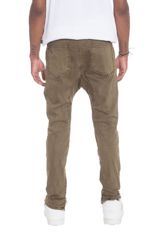 Men's Distressed Denim Checkered Tape Jeans