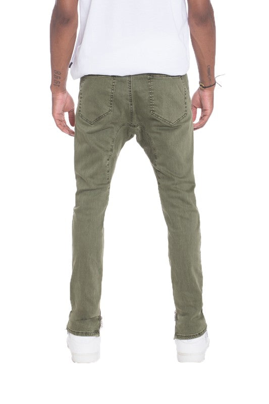 Men's Distressed Denim Checkered Tape Jeans