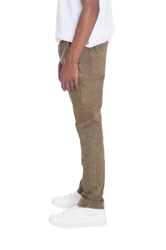 Men's Distressed Denim Checkered Tape Jeans