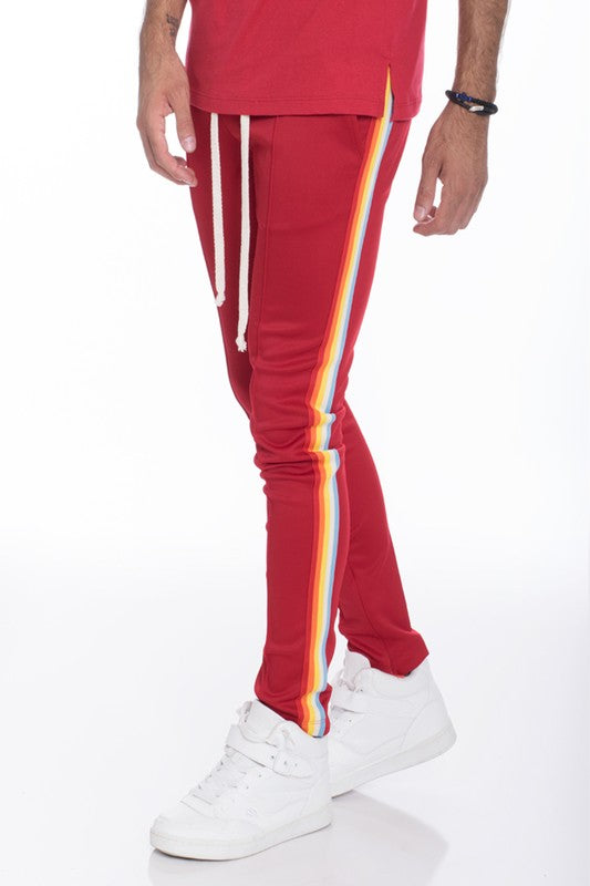 Rainbow Tape Track Pants – 3 Colors, S–2XL Red 2XL