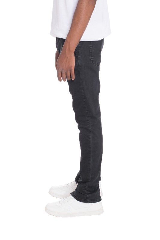 Men's Distressed Denim Checkered Tape Jeans