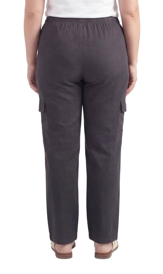 Women's Lightweight Elastic Stretch Waist Casual Denim Pull-on Cargo Pants