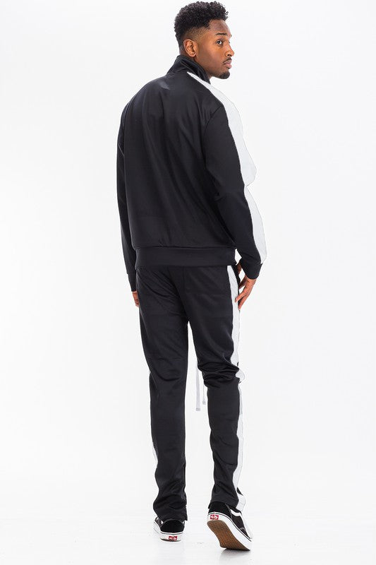 Men's Single Stripe Track Set – Full Zip Jacket & Track Pants