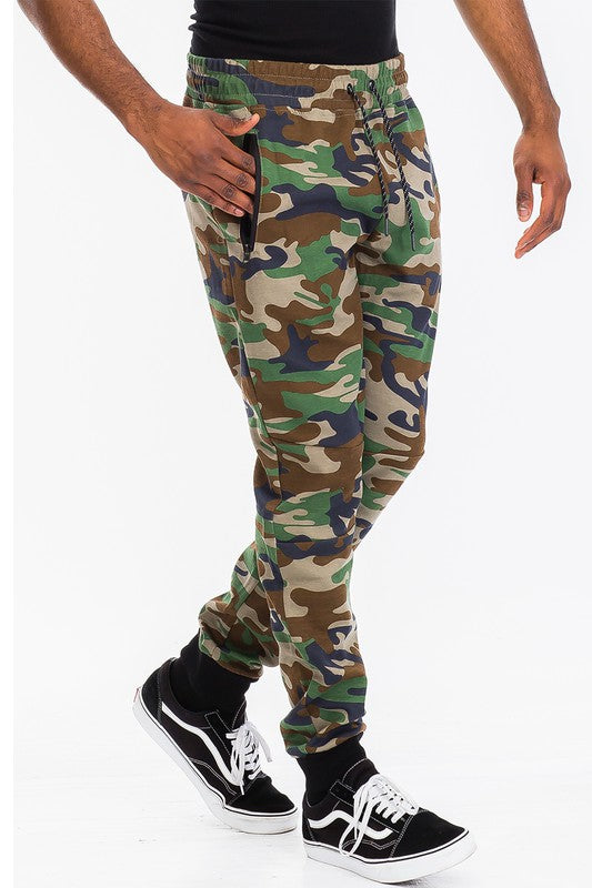 Weiv Men's Solid Heathered Jogger Pants Green Camouflage