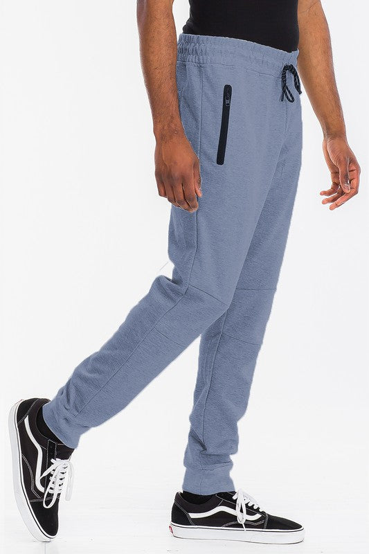 Weiv Men's Solid Heathered Jogger Pants – 10 Colors, S–3XL H.RED