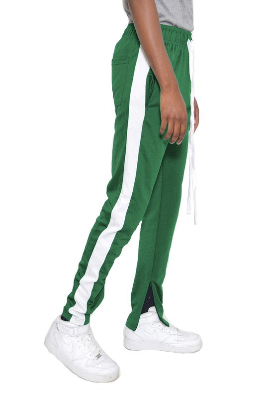 Single Stripe Track Pants Jogger – 20 Colors, S–3XL Olive White