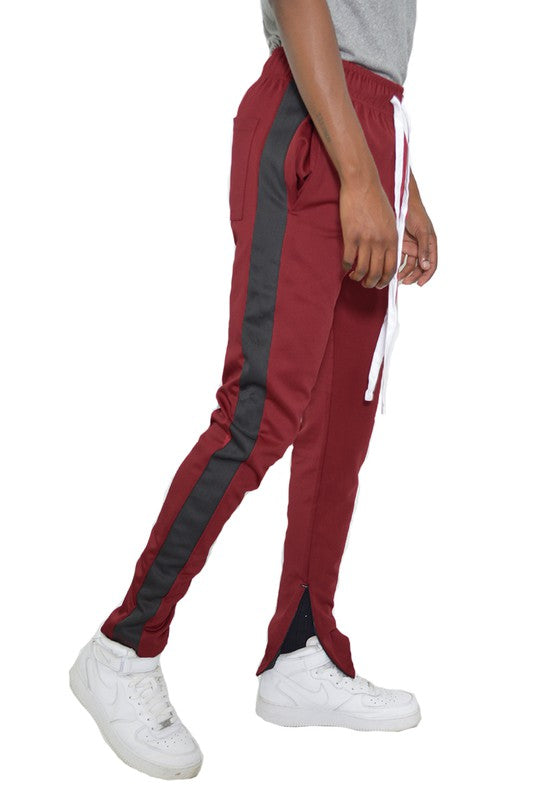 Single Stripe Track Pants Jogger – 20 Colors, S–3XL Burgandy Black