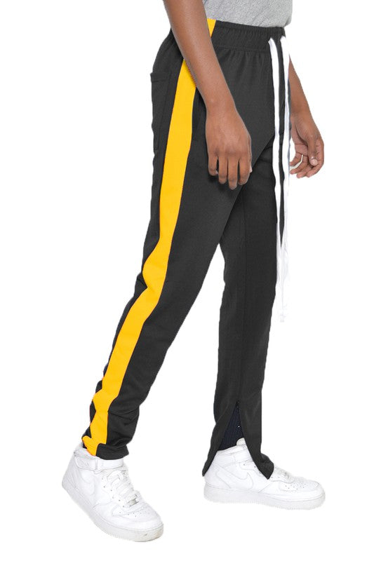 Single Stripe Track Pants Jogger – 20 Colors, S–3XL Black Yellow