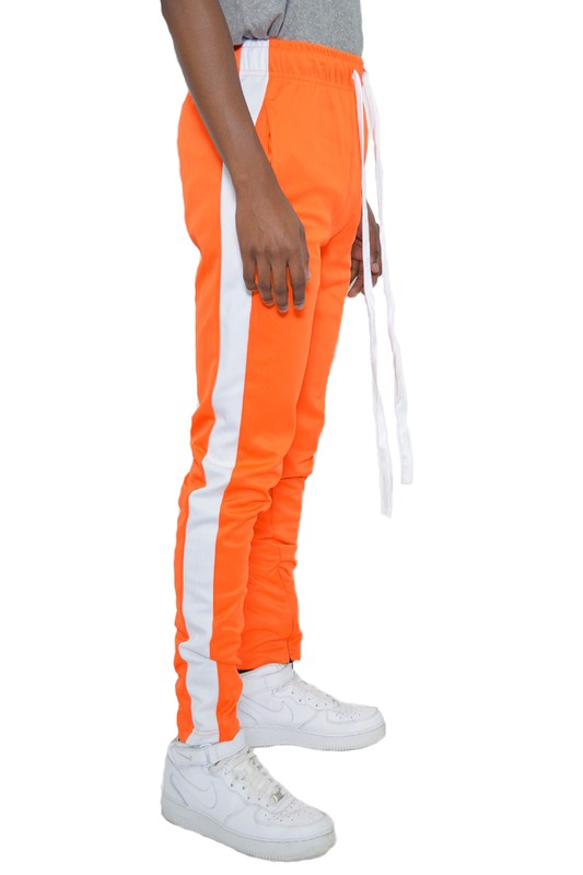 Single Stripe Track Pants Jogger – 20 Colors, S–3XL Orange White