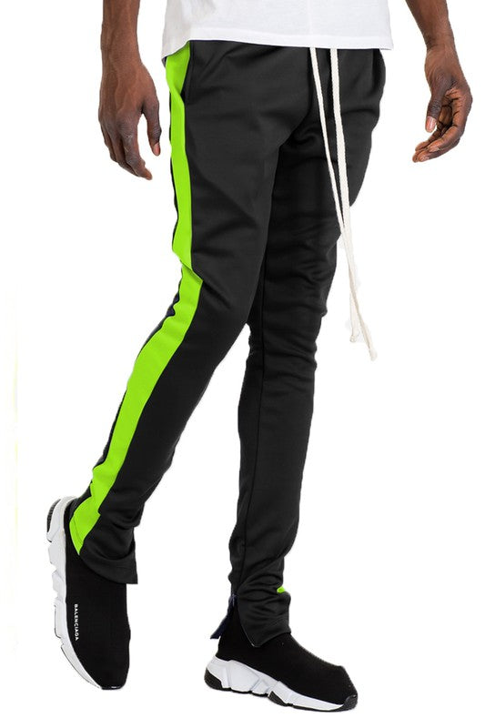 Single Stripe Track Pants Jogger – 20 Colors, S–3XL Black Lime