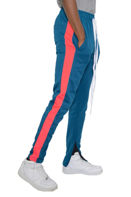 Single Stripe Track Pants Jogger – 20 Colors, S–3XL Blue Orange