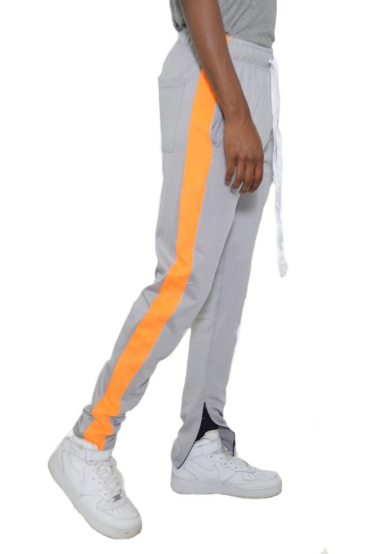 Single Stripe Track Pants Jogger – 20 Colors, S–3XL Grey Orange