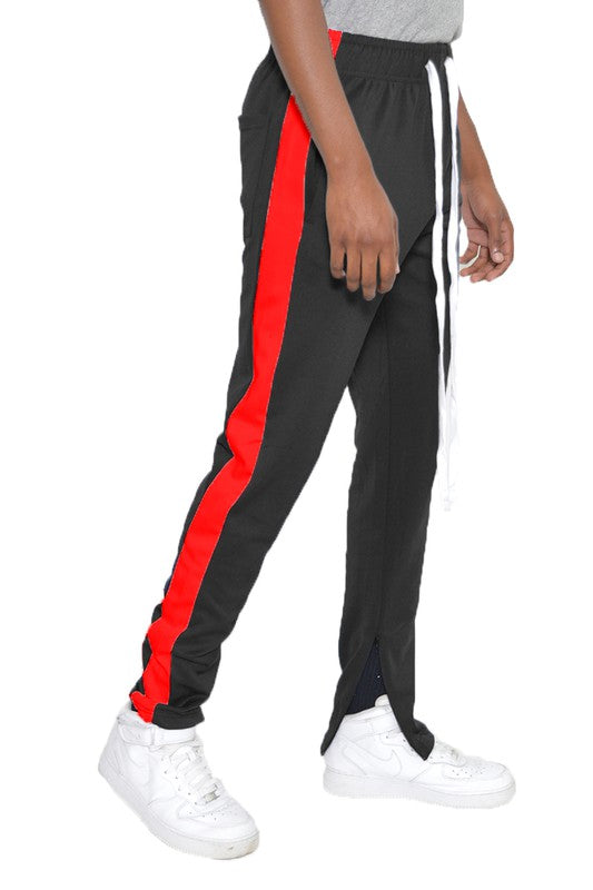 Single Stripe Track Pants Jogger – 20 Colors, S–3XL Black Red
