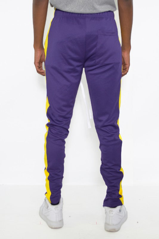 Slim Fit Single Stripe Track Pant – Purple Yellow, S–3XL
