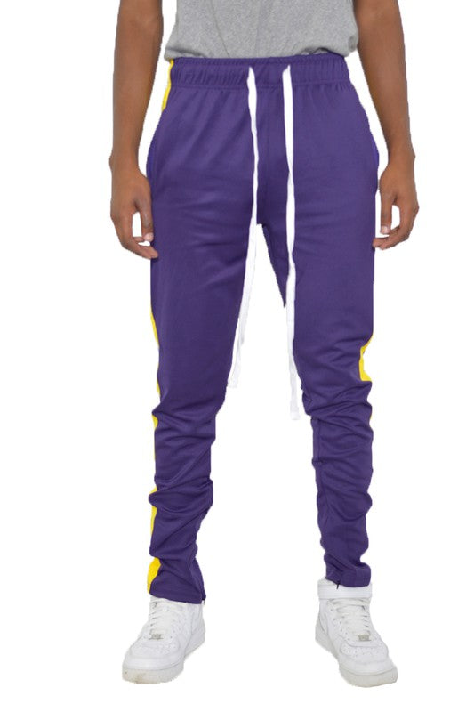 Slim Fit Single Stripe Track Pant – Purple Yellow, S–3XL