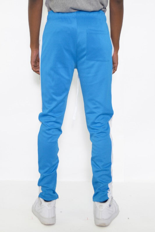 Slim Fit Single Stripe Track Pant – Aqua White, S–3XL