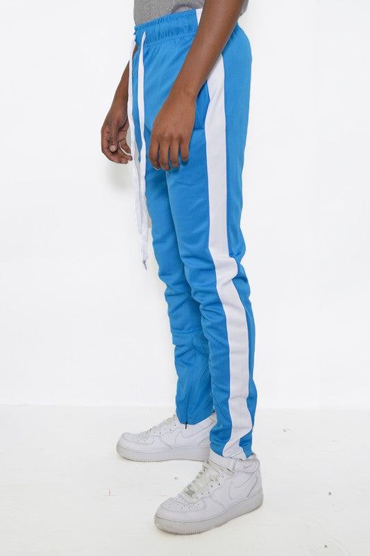 Slim Fit Single Stripe Track Pant – Aqua White, S–3XL