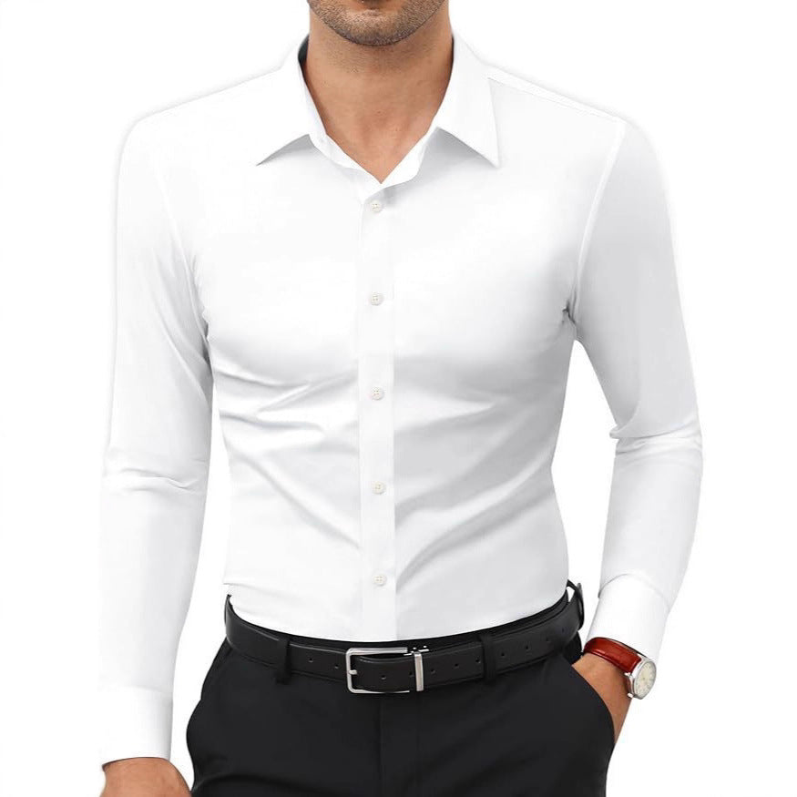 Men’s Slim Fit Long Sleeve Dress Shirt - Solid Color Button Down Work Shirt - Wrinkle-Resistant Business Casual
