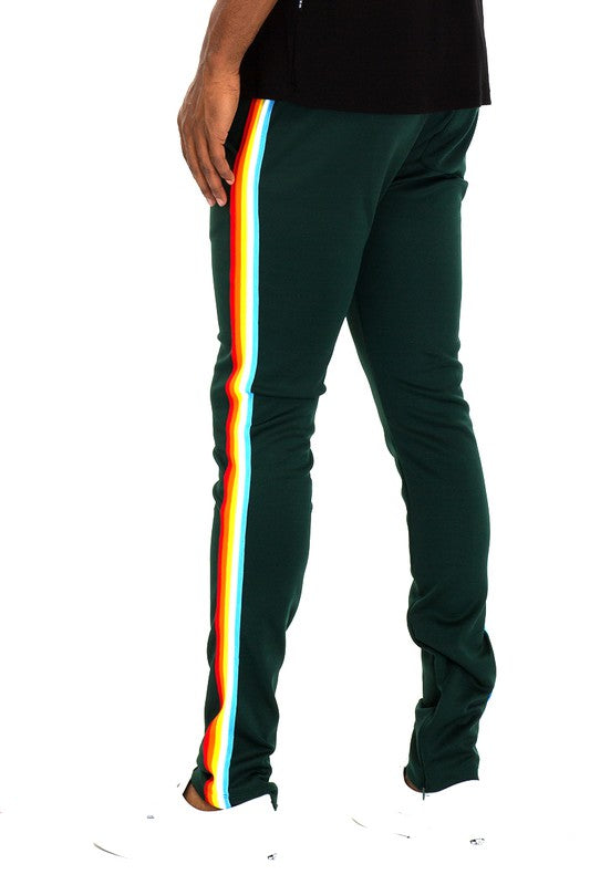 Rainbow Tape Track Pants – 3 Colors, S–2XL Green