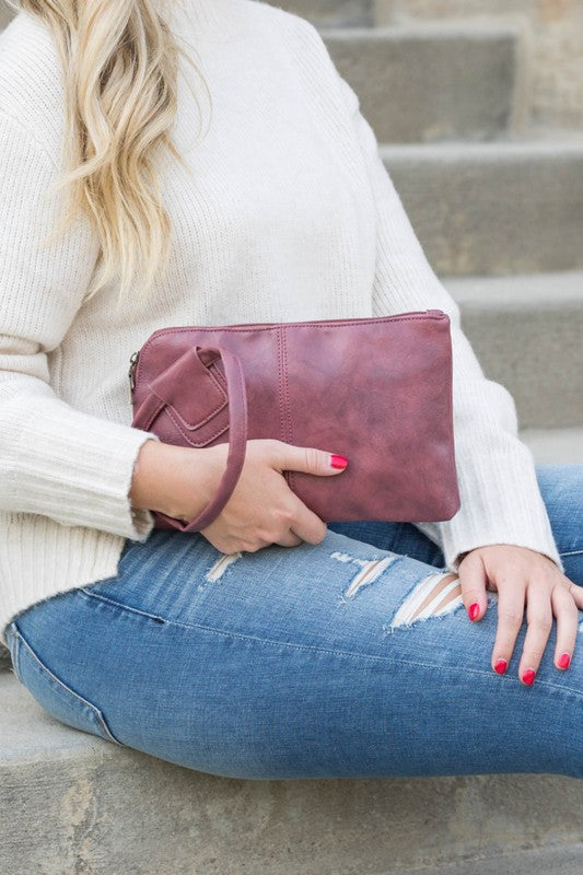 Vegan Leather Wristlet Mini Clutch