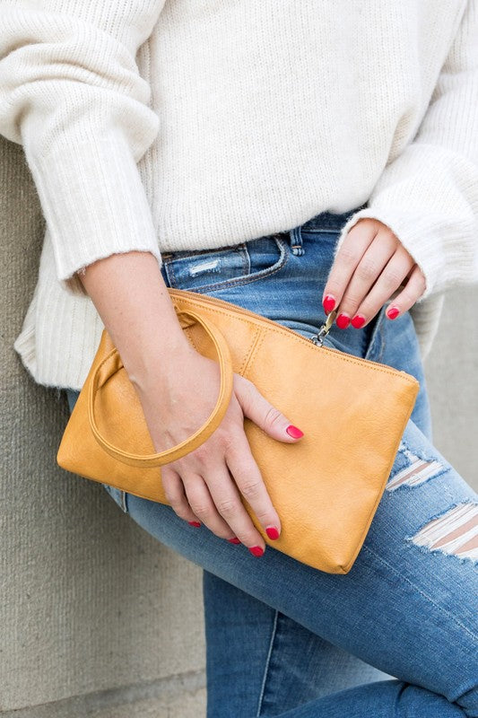 Vegan Leather Wristlet Mini Clutch