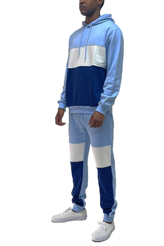 Men's Color Block Sweat Set – Hoodie & Sweatpants Sky Navy