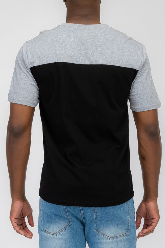 Men's Color Block Short Sleeve T-Shirt Grey Black