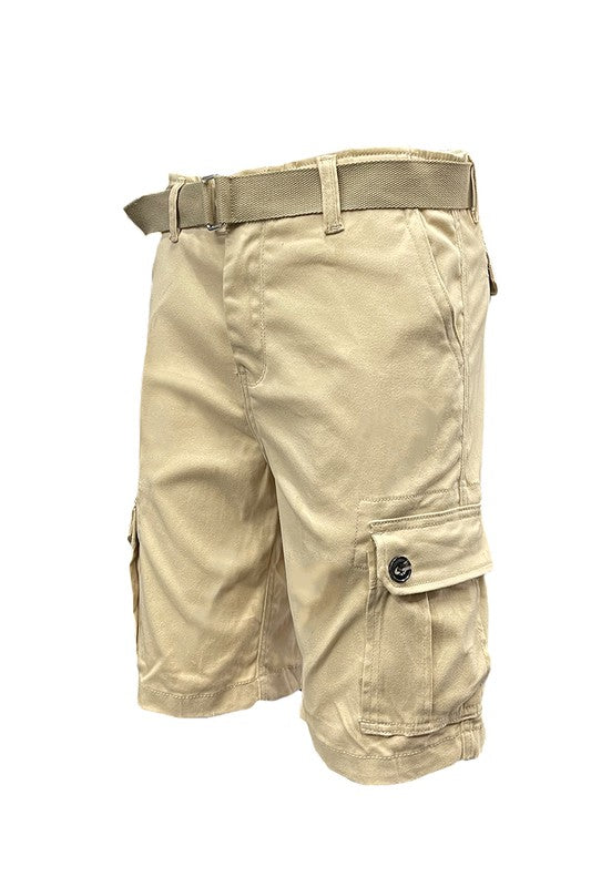 Weiv Men's Belted Cargo Shorts – Includes Belt, Waist 30–40