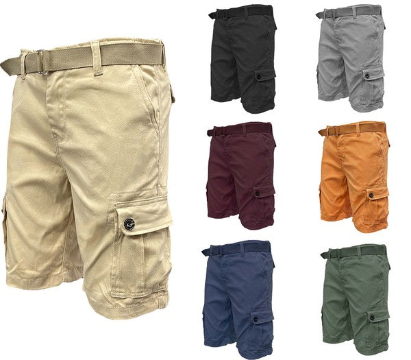 Weiv Men's Belted Cargo Shorts – Includes Belt, Waist 30–40
