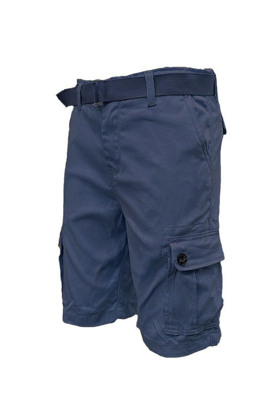 Weiv Men's Belted Cargo Shorts – Includes Belt, Waist 30–40 Navy