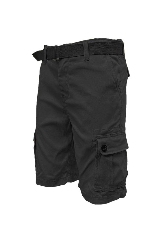 Weiv Men's Belted Cargo Shorts – Includes Belt, Waist 30–40 Black