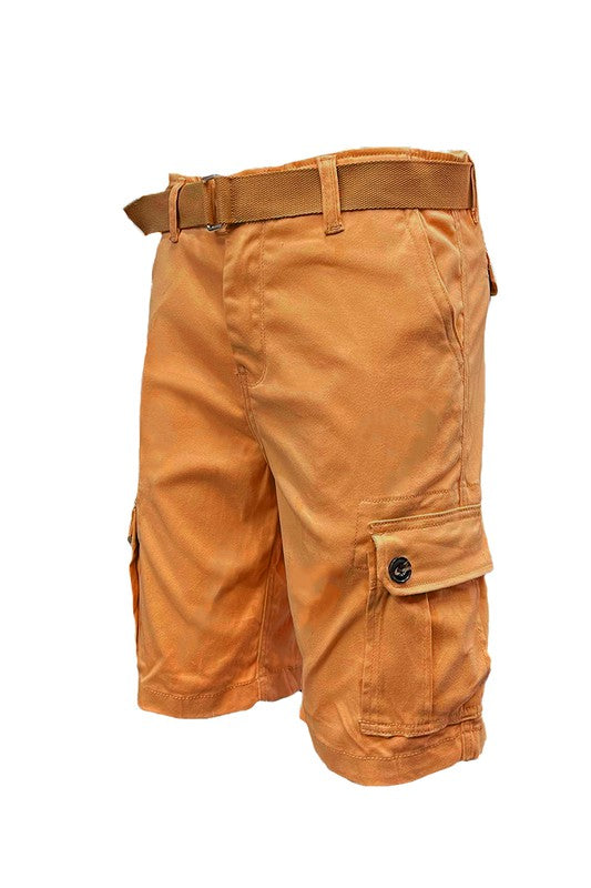 Weiv Men's Belted Cargo Shorts – Includes Belt, Waist 30–40 Rust